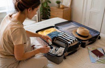 Donna prepara valigia per vacanze